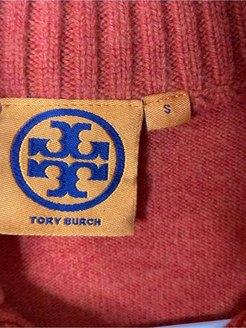 Tory Burch women’s orange wool/ cashmere long sleeve turtleneck sweater S